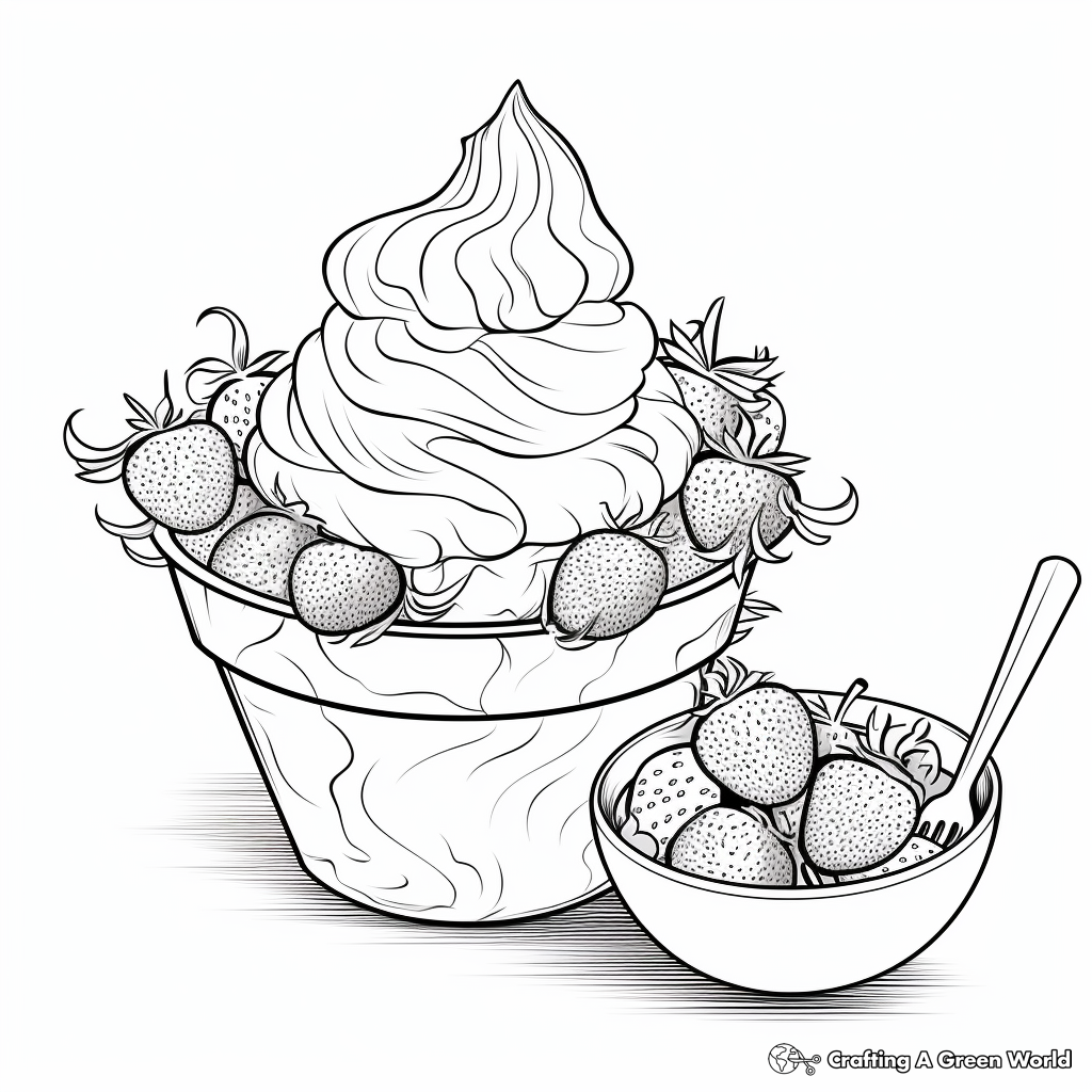 Strawberries and Cream Coloring Pages 2
