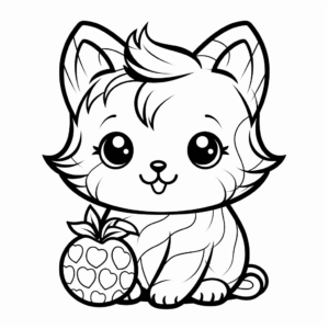 Strawberry Flavored Cat Cupcake Coloring Pages 2