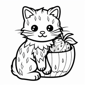 Strawberry Flavored Cat Cupcake Coloring Pages 3