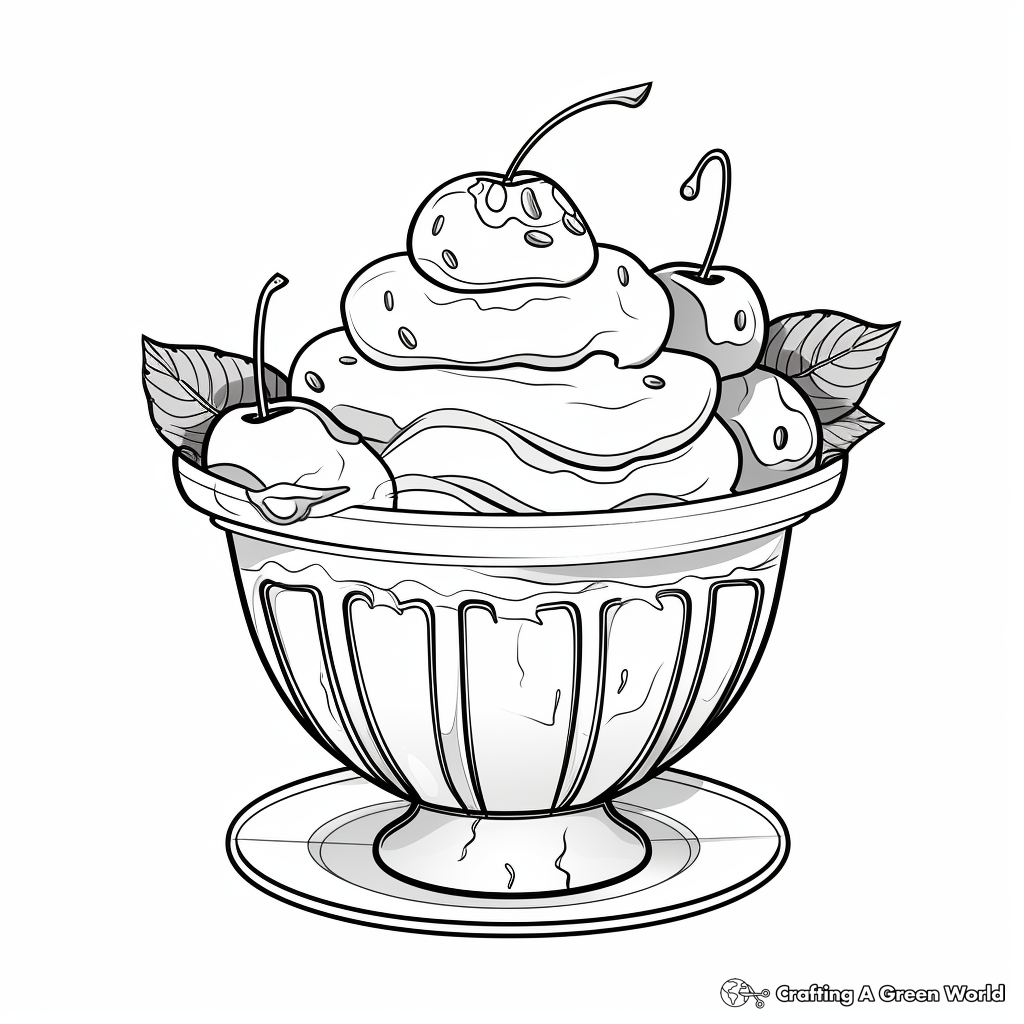 Strawberry Ice-Cream Sundae Coloring Pages 2