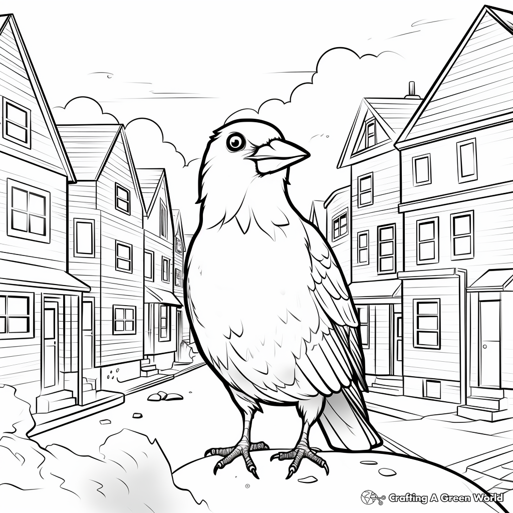 Street-Smart Urban Crow Coloring Pages 2