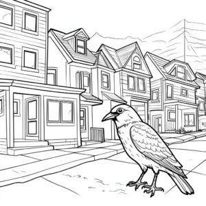 Street-Smart Urban Crow Coloring Pages 4