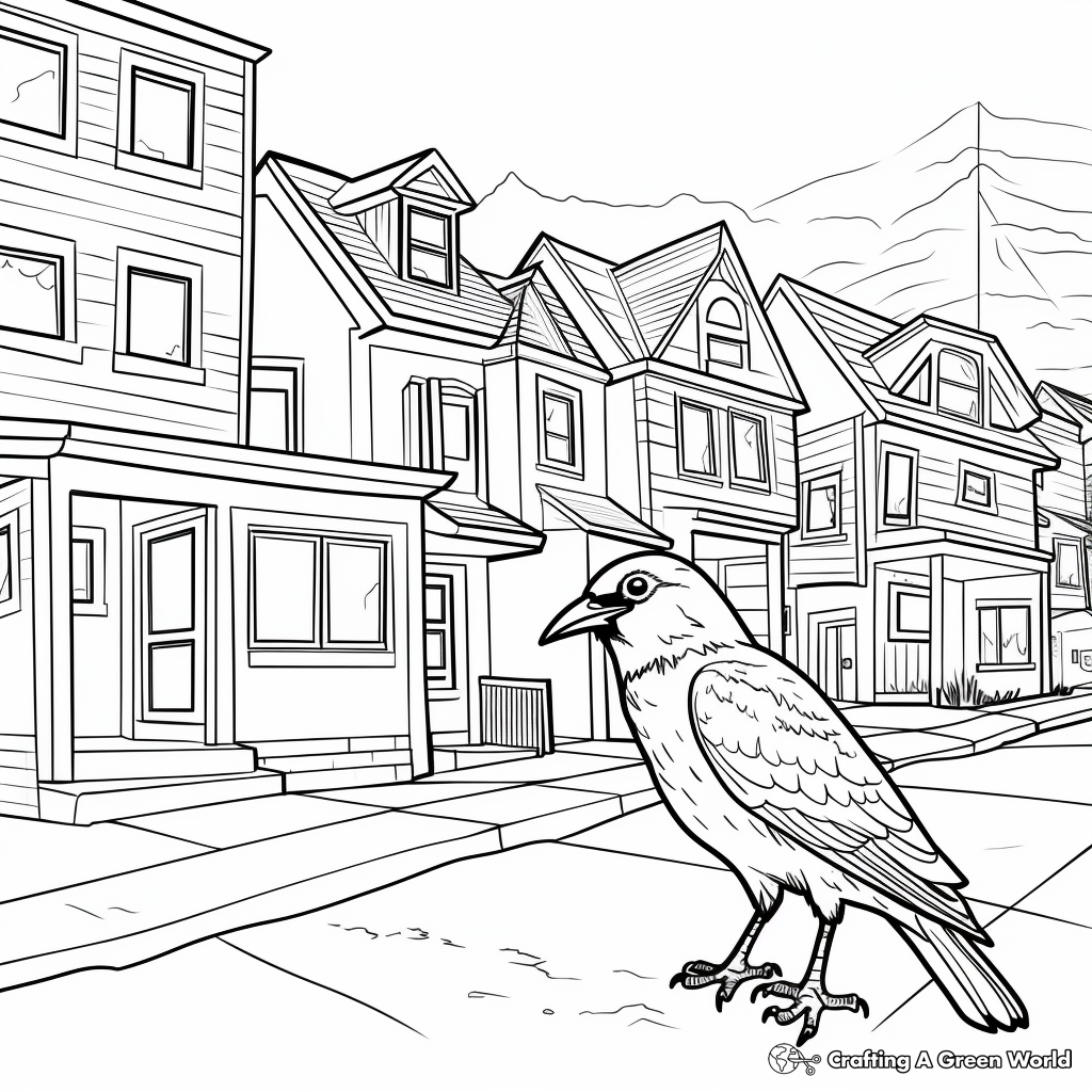 Street-Smart Urban Crow Coloring Pages 4