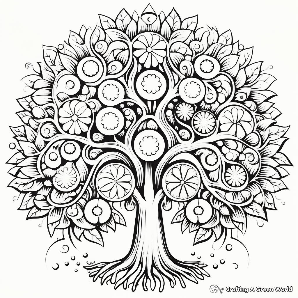 Stress-relief Tree of Life Coloring Pages 2
