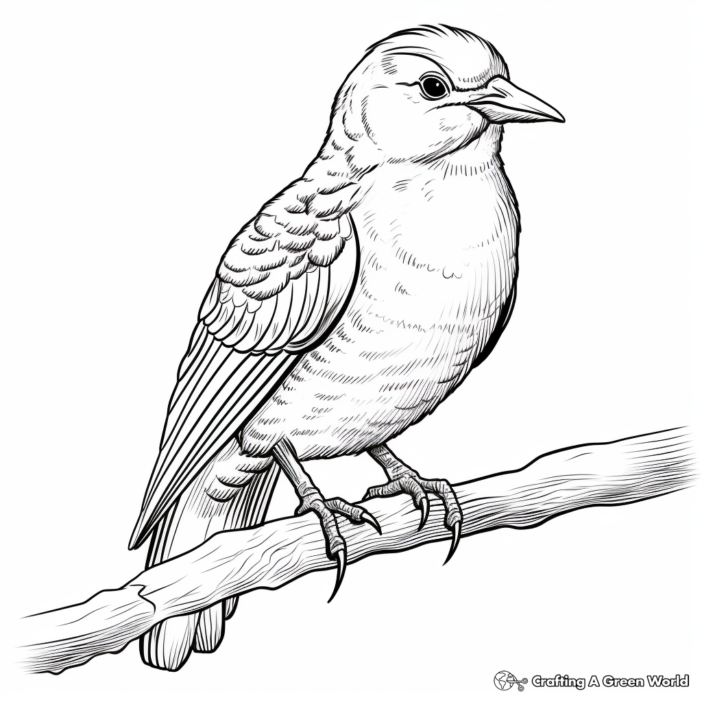 Striking Red-Bellied Woodpecker Coloring Pages 2