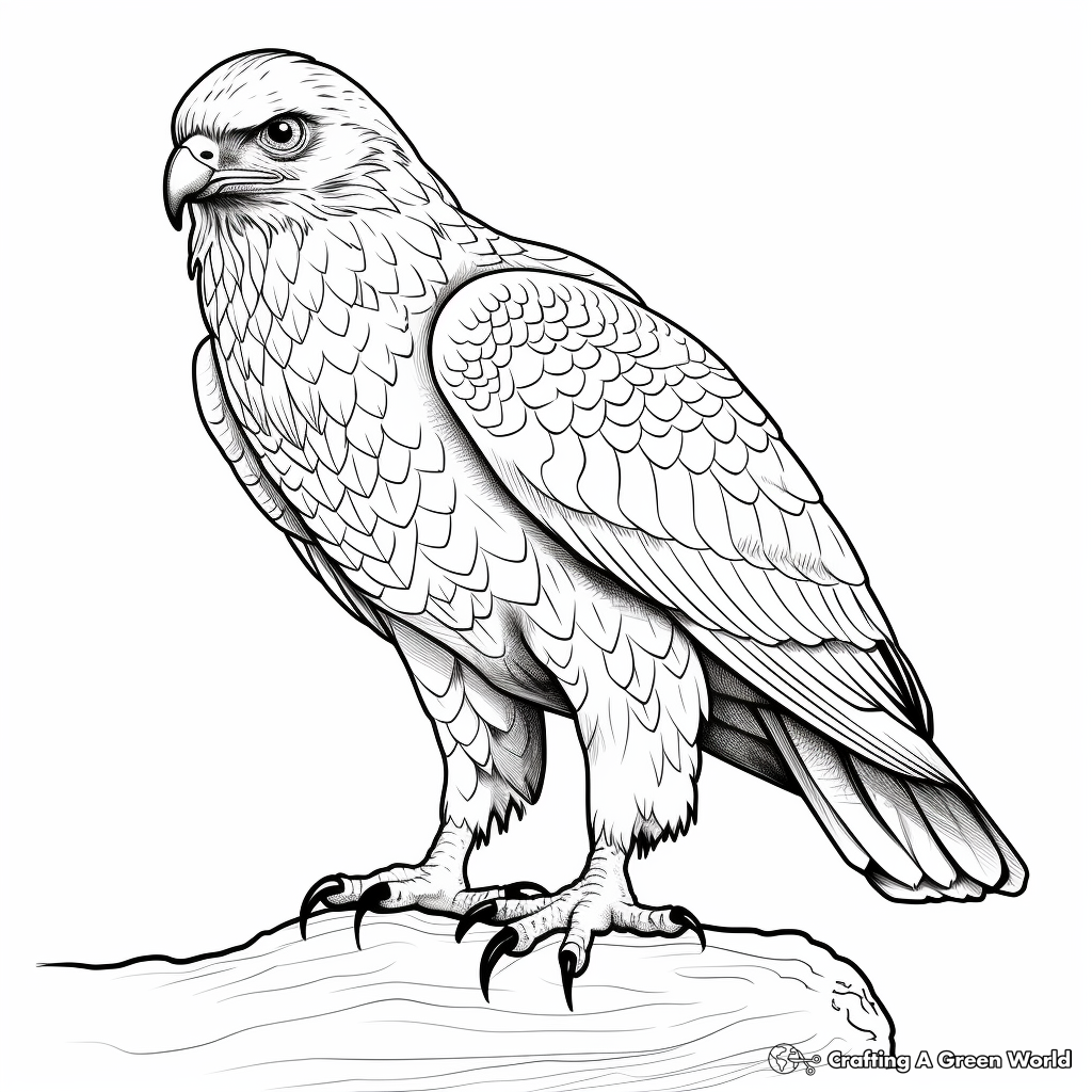 Striking Red-Tailed Hawk Coloring Pages 3