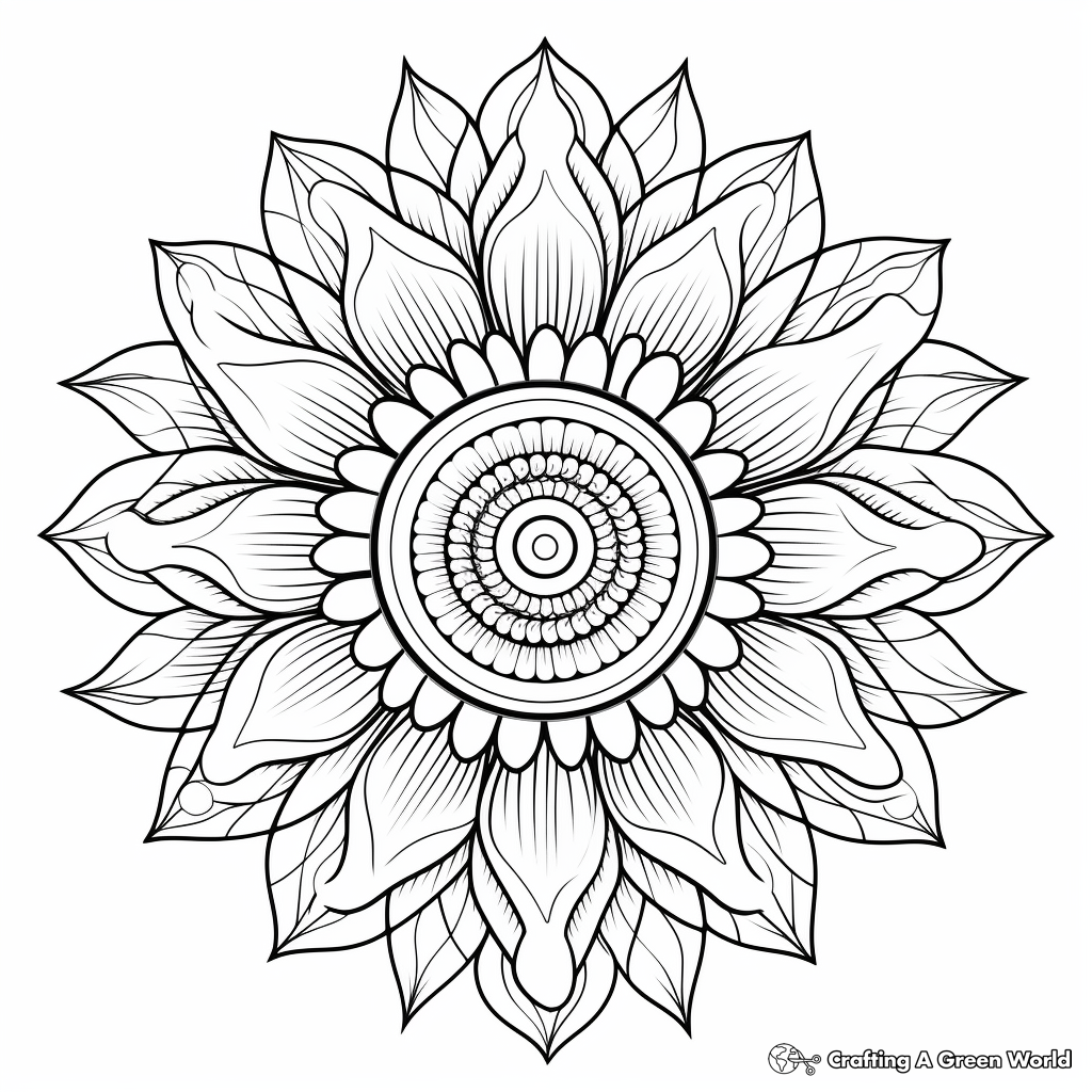 Striking Sunflower Mandala Coloring Pages 1