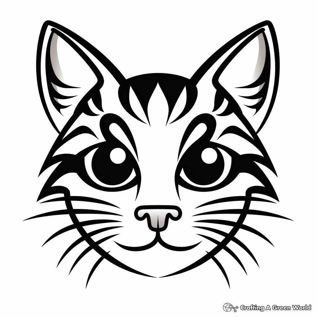 Striped Tabby Cat Face Coloring Pages 1