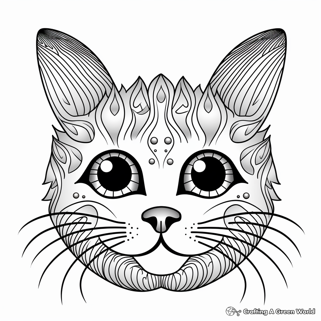 Striped Tabby Cat Face Coloring Pages 3