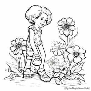 Stroll in The Garden: Foot and Flower Coloring Pages 2