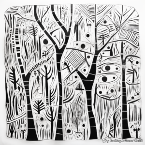 Stunning Abstract Amate Bark Painting Coloring Pages 3