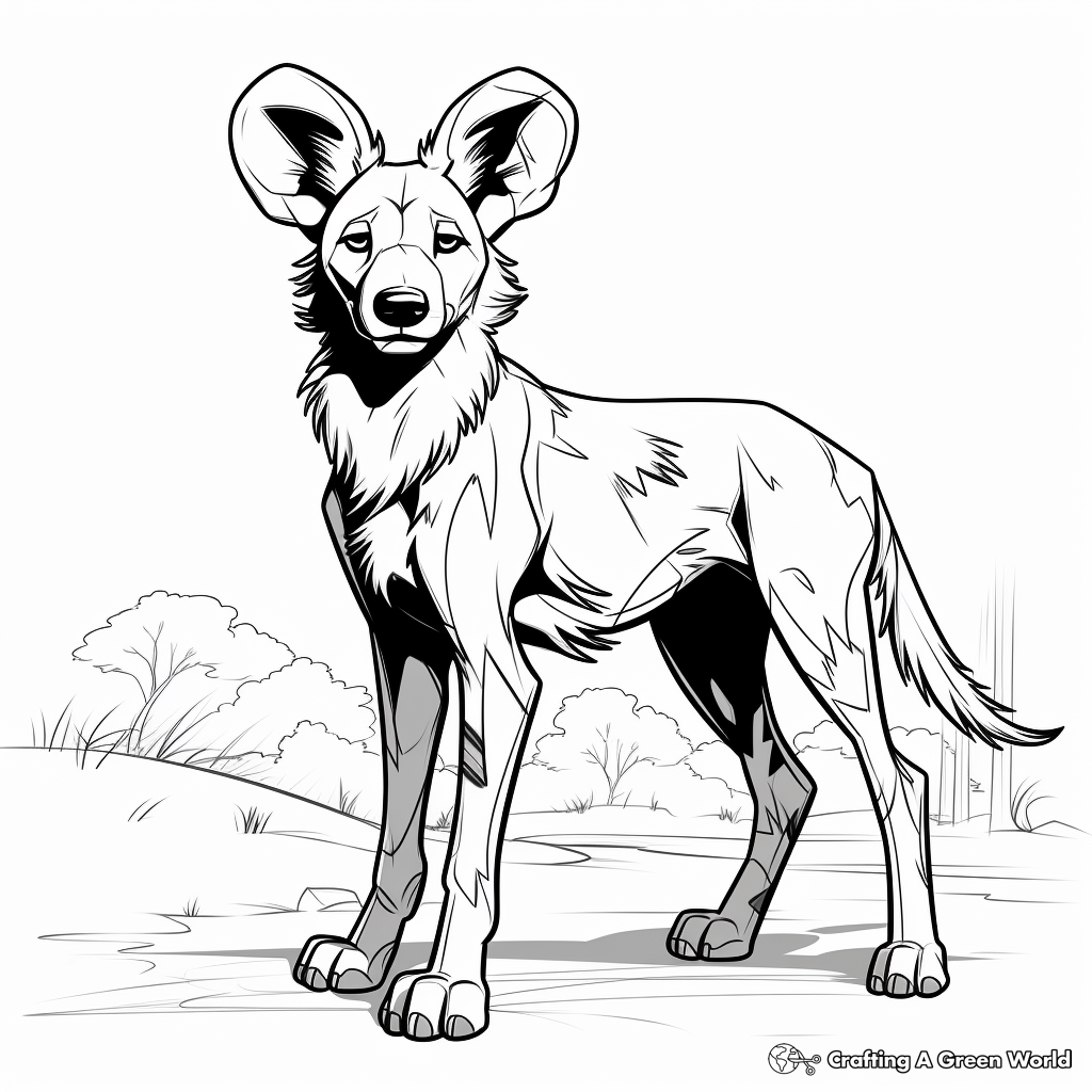 Stunning African Wild Dog Coloring Pages 4