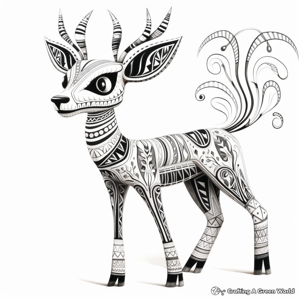 Stunning Alebrije Deer Coloring Sheets 2