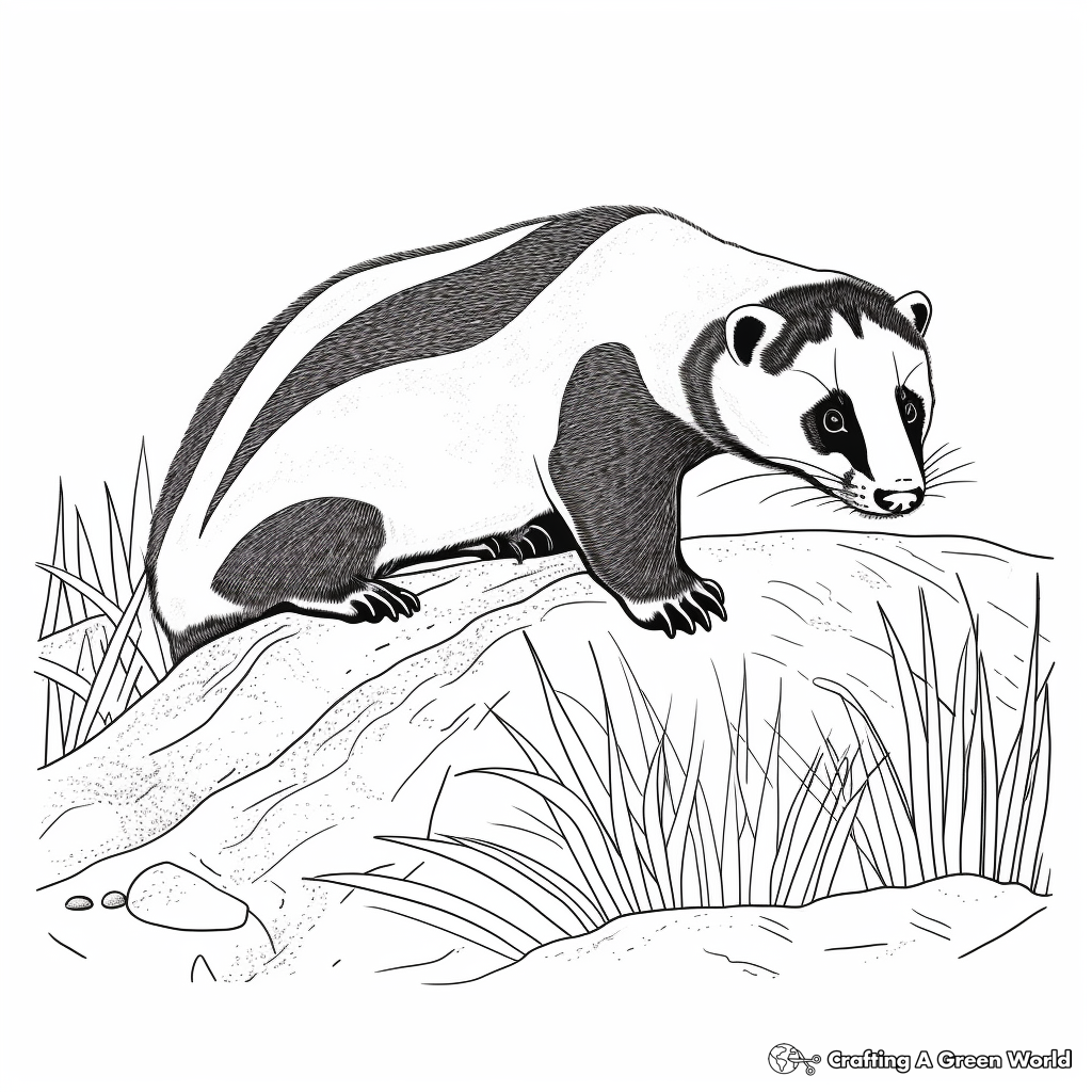 Stunning American Badger Coloring Pages 1