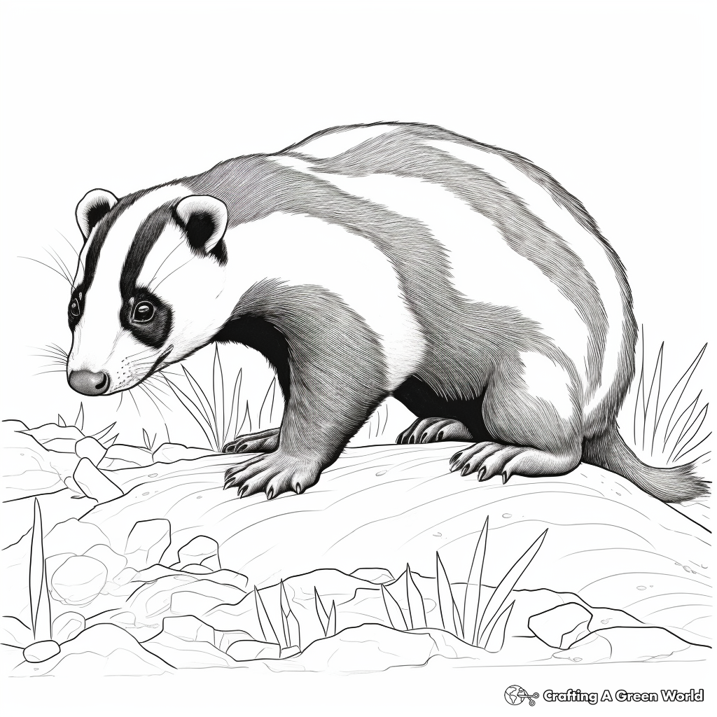 Stunning American Badger Coloring Pages 2