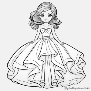 Stunning Ball Gown Dress Coloring Pages 1