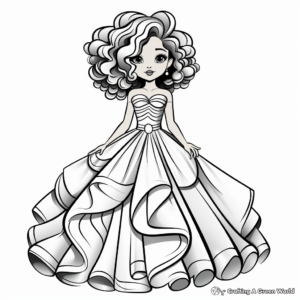Stunning Ball Gown Dress Coloring Pages 2