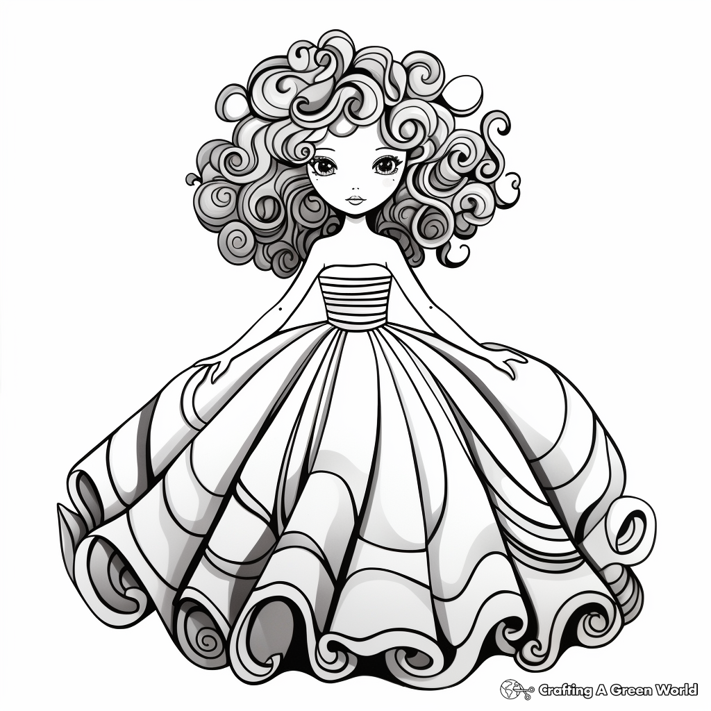 Stunning Ball Gown Dress Coloring Pages 4