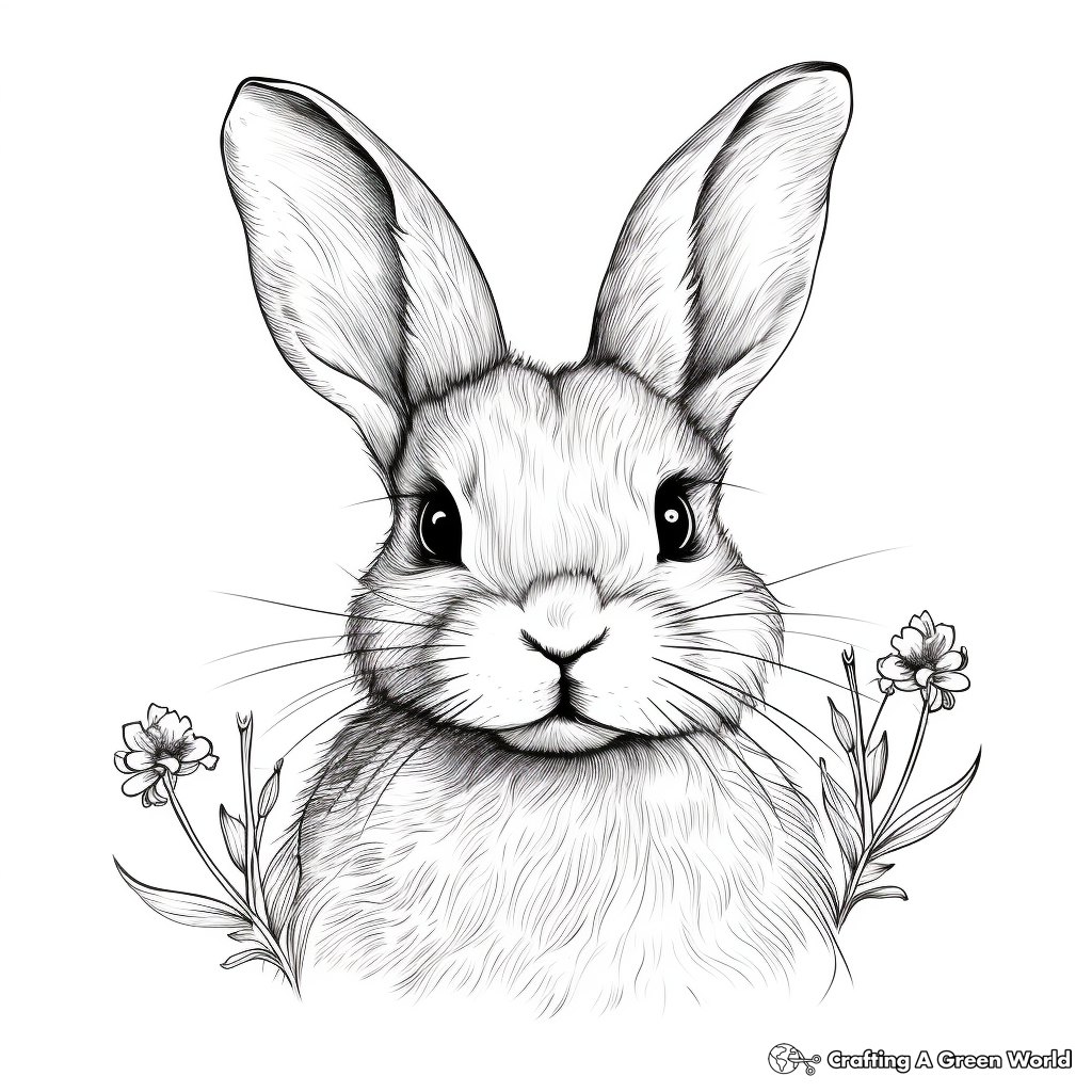 Stunning Bunny Portrait Coloring Pages for Adults 4