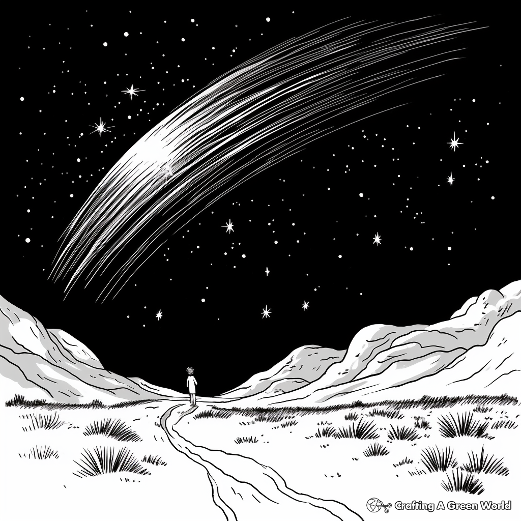 Stunning Comet in the Night Sky Coloring Pages 2