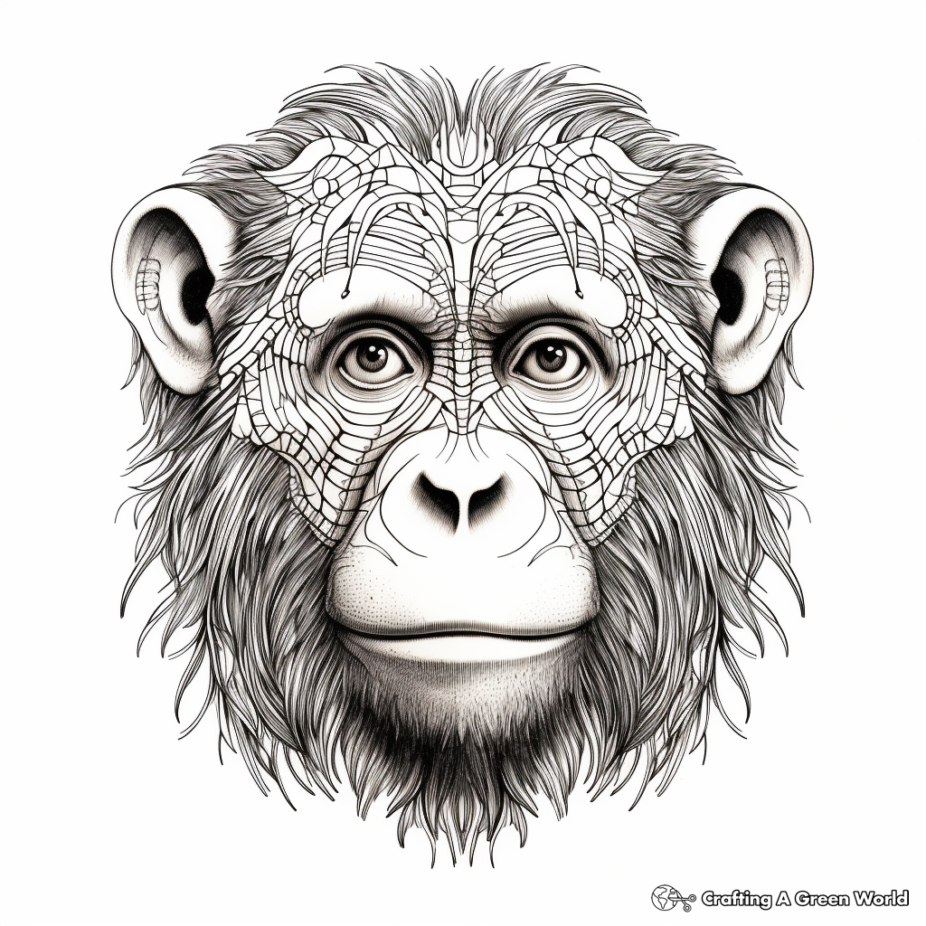 Stunning Full-bodied Chimpanzee Portraits Coloring Pages 1