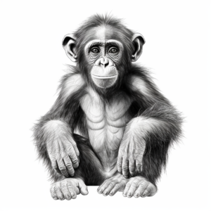 Stunning Full-bodied Chimpanzee Portraits Coloring Pages 2