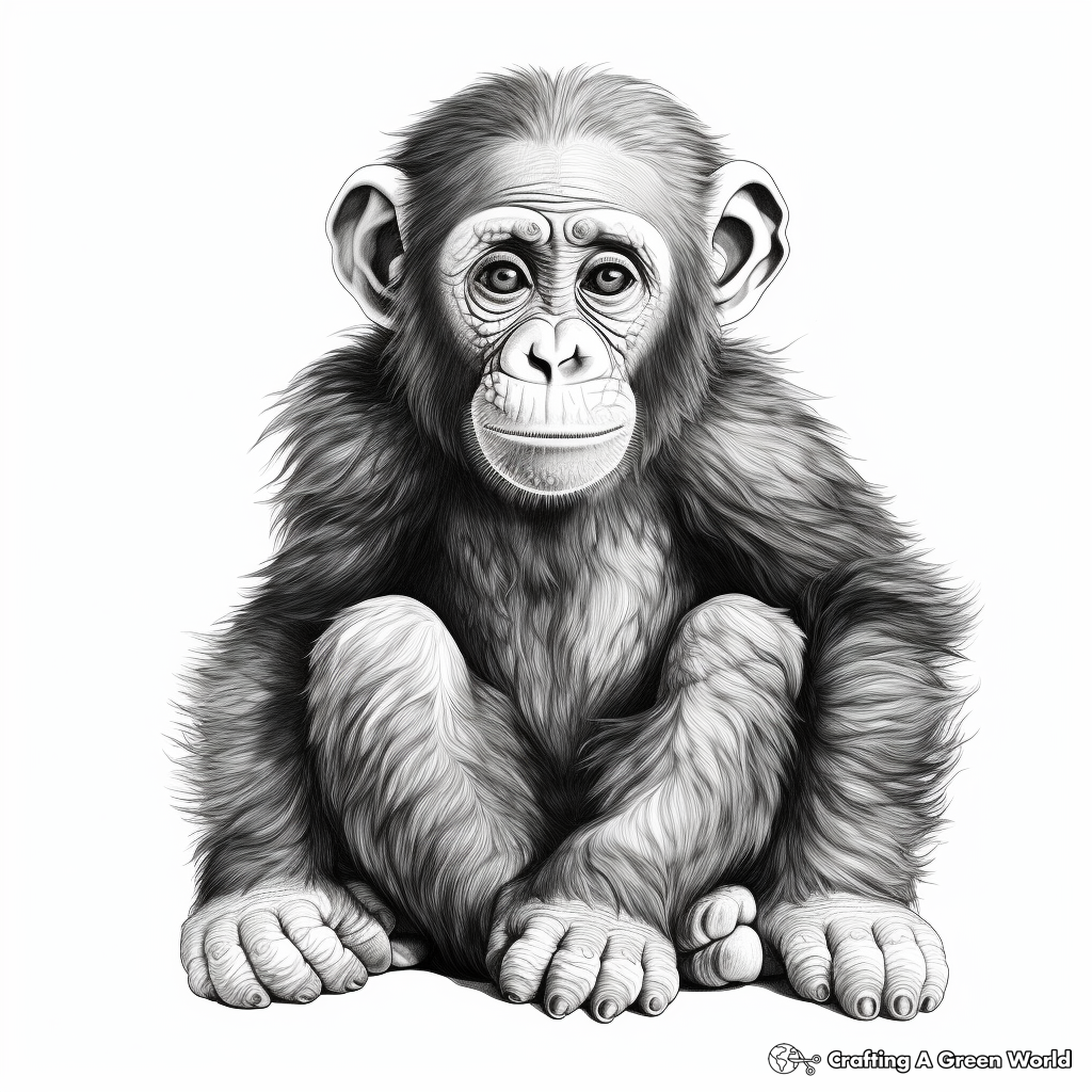 Stunning Full-bodied Chimpanzee Portraits Coloring Pages 3