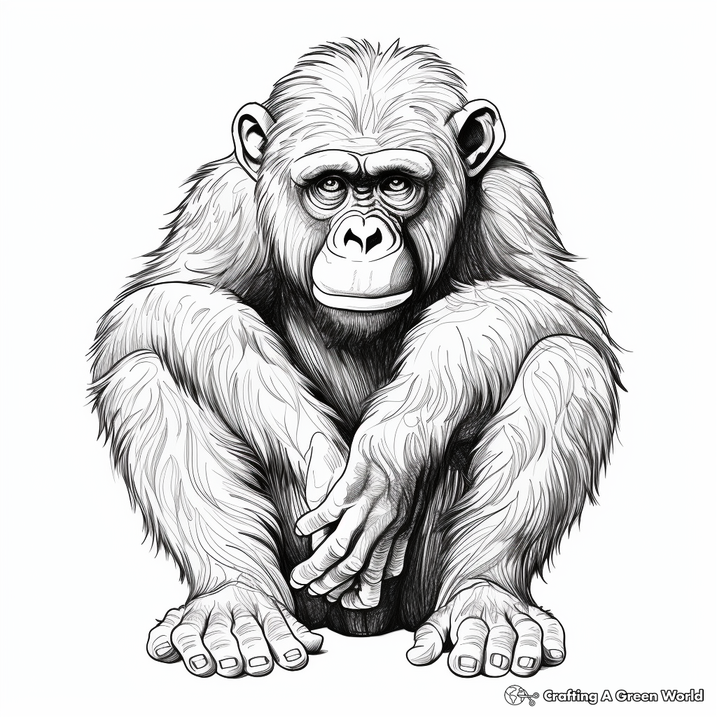 Stunning Full-bodied Chimpanzee Portraits Coloring Pages 4