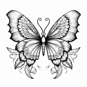 Stunning Half Butterfly, Half Sunflower Coloring Pages 3