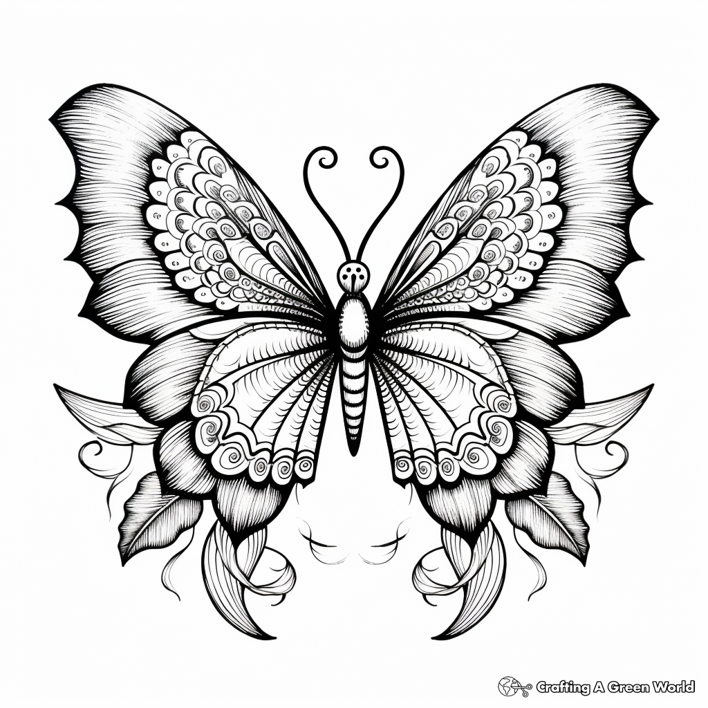 Stunning Half Butterfly, Half Sunflower Coloring Pages 3