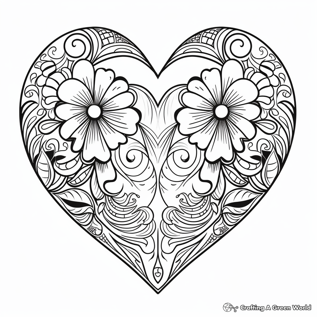 Stunning Heart-Shaped Mandala Coloring Pages 2