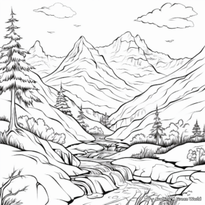 Stunning Mountain Scenes Coloring Pages 3