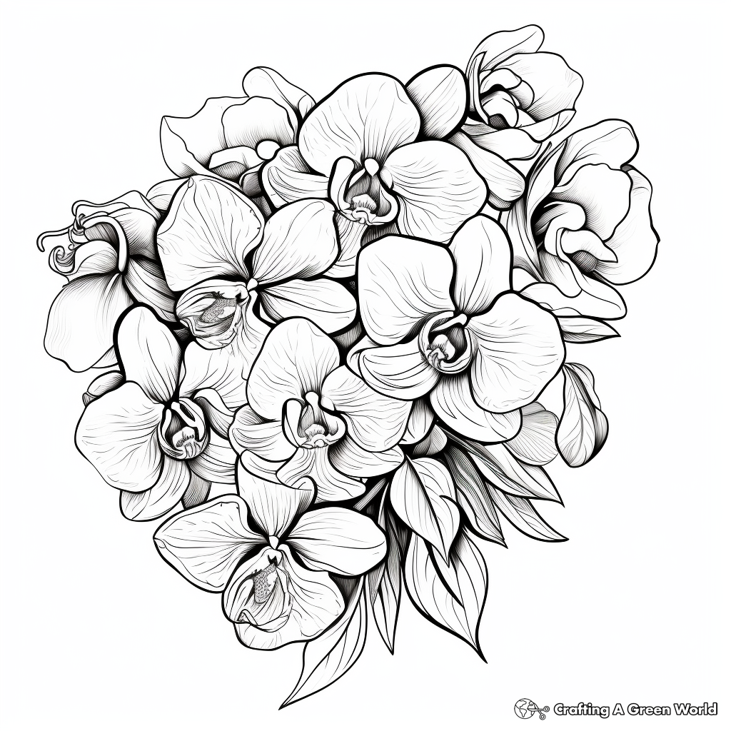 Stunning Orchid Bouquet Coloring Pages 4