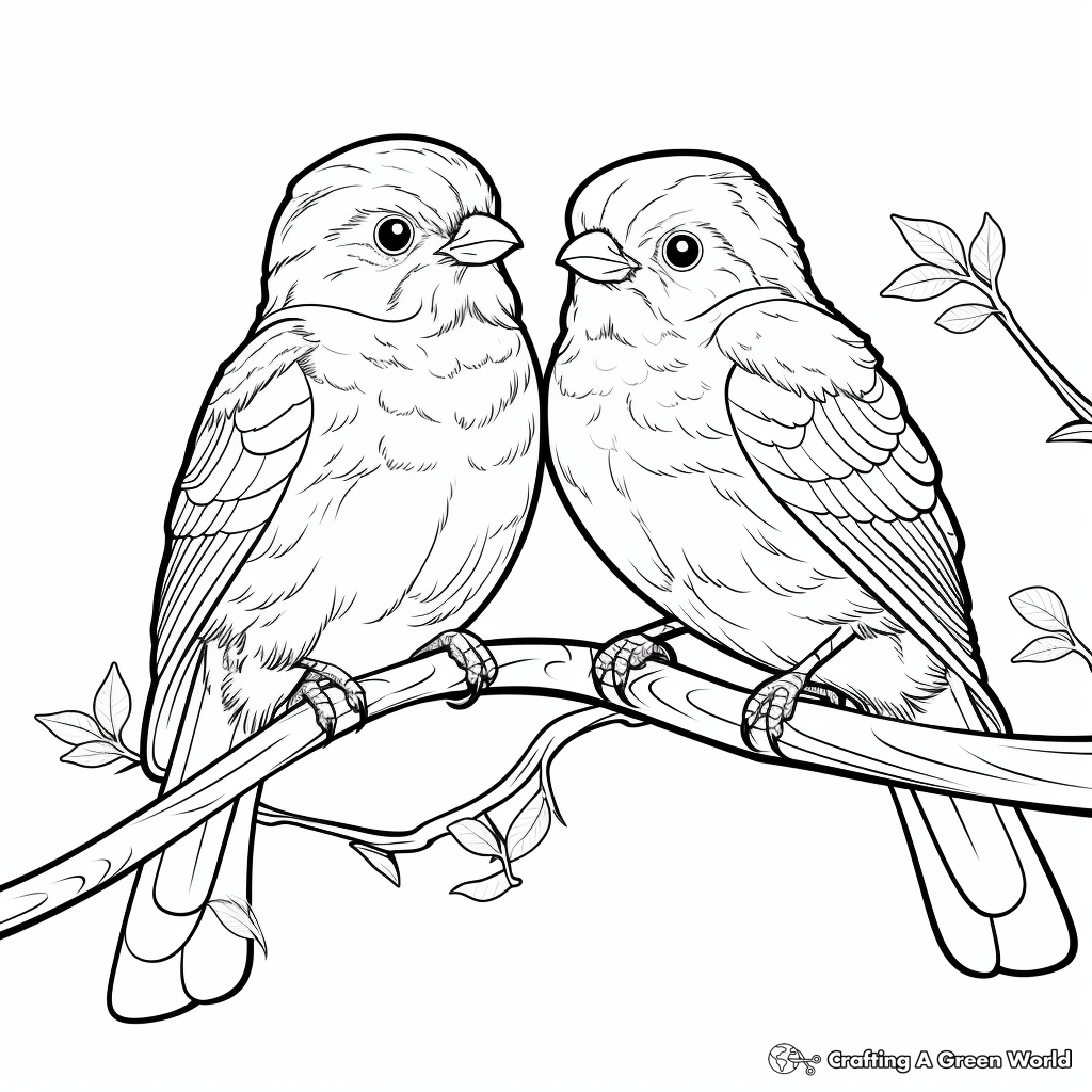Stunning Pair of American Goldfinches Coloring Pages 1