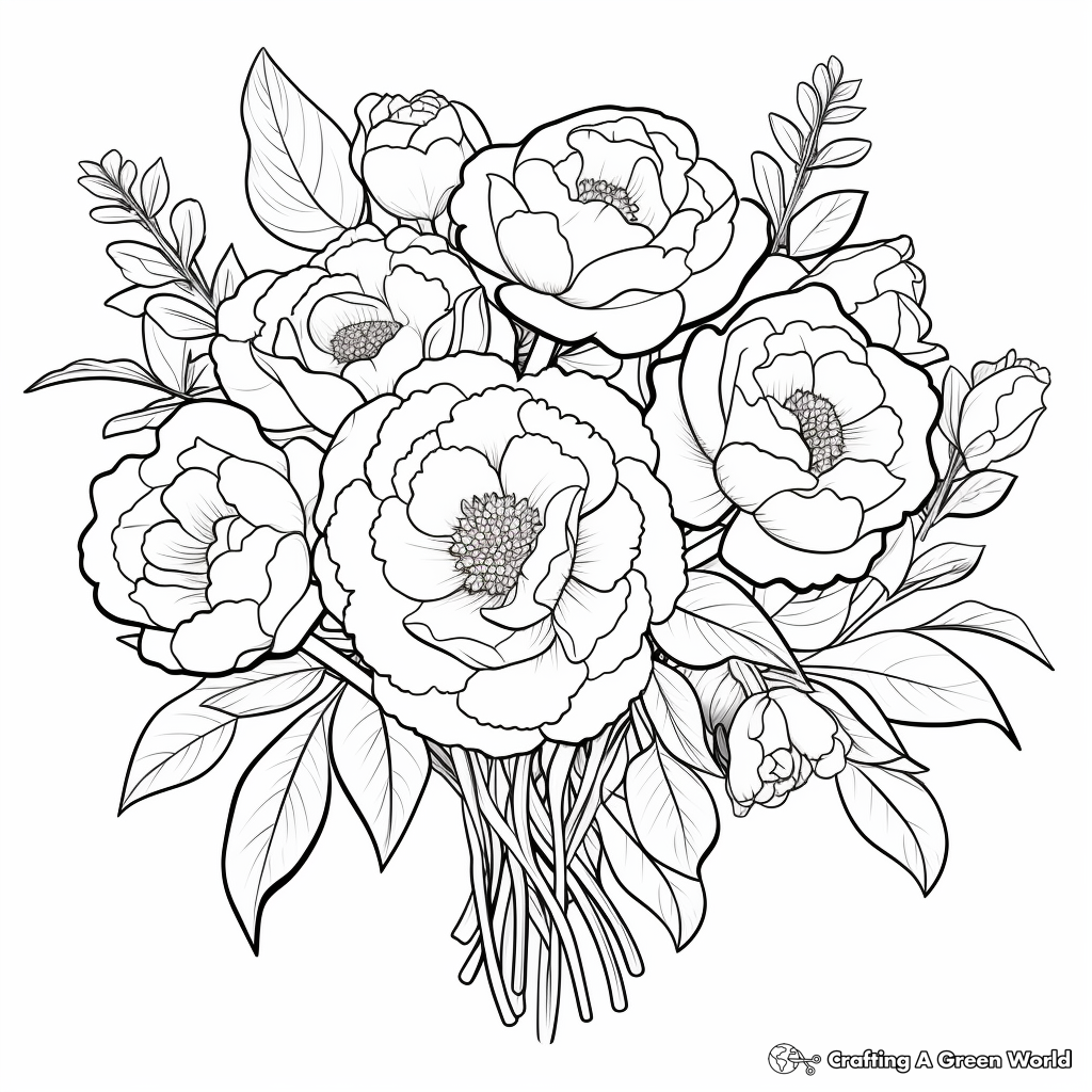 Stunning Peony Bouquet Coloring Pages 1
