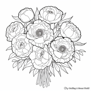 Stunning Peony Bouquet Coloring Pages 4