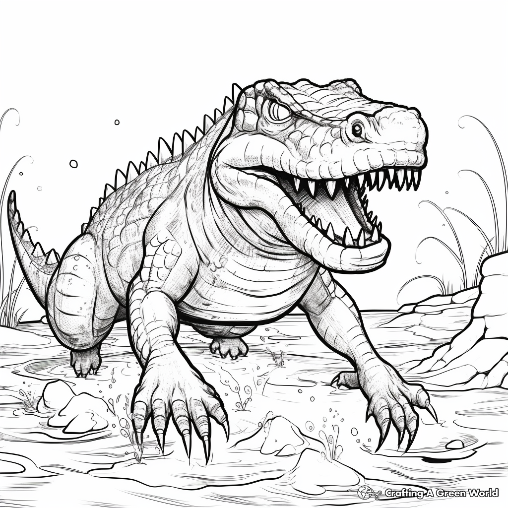 Stunning Realistic Sarcosuchus Coloring Pages 3