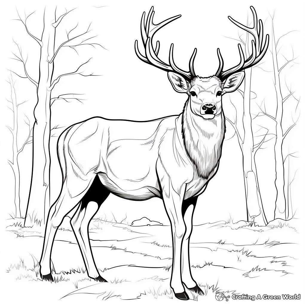 Stunning Red Deer Stag Coloring Pages 2