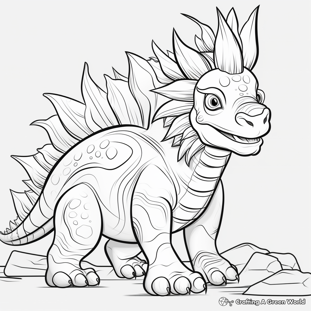 Stunning Roaring Pachycephalosaurus Coloring Pages 3