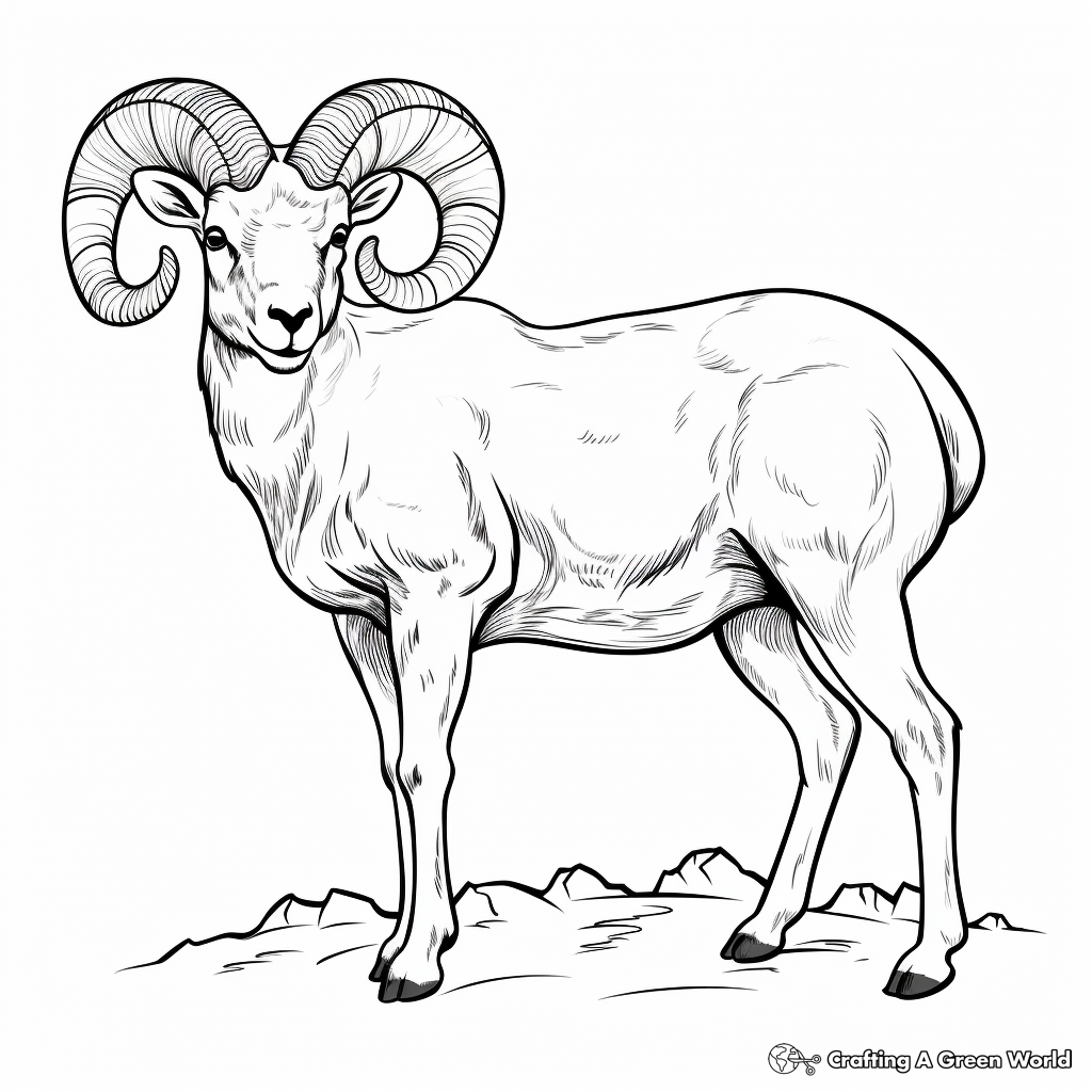 Stunning Rocky Mountain Bighorn Sheep Coloring Pages 3