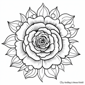 Stunning Rose Mandala Coloring Pages 3