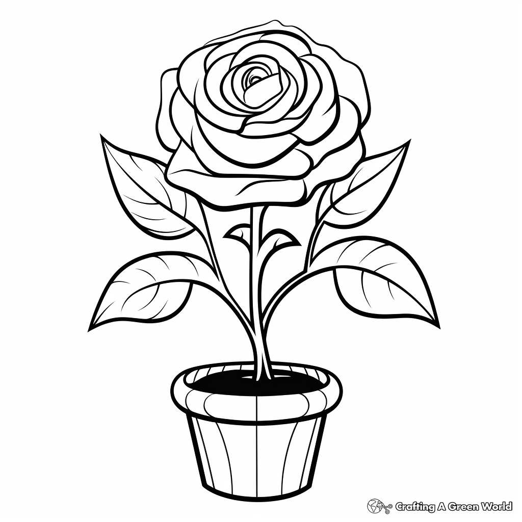 Stunning Rose Plant Coloring Pages for All Ages 3