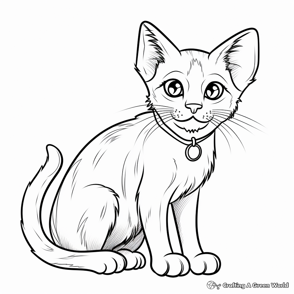 Stunning Siamese Cat Portrait Coloring Page 3