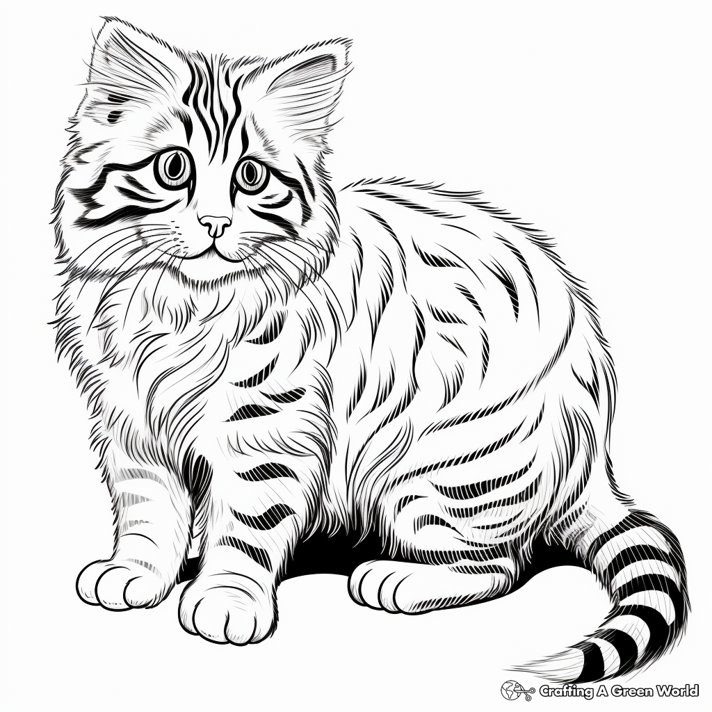 Stunning Siberian Striped Cat Coloring Pages 1