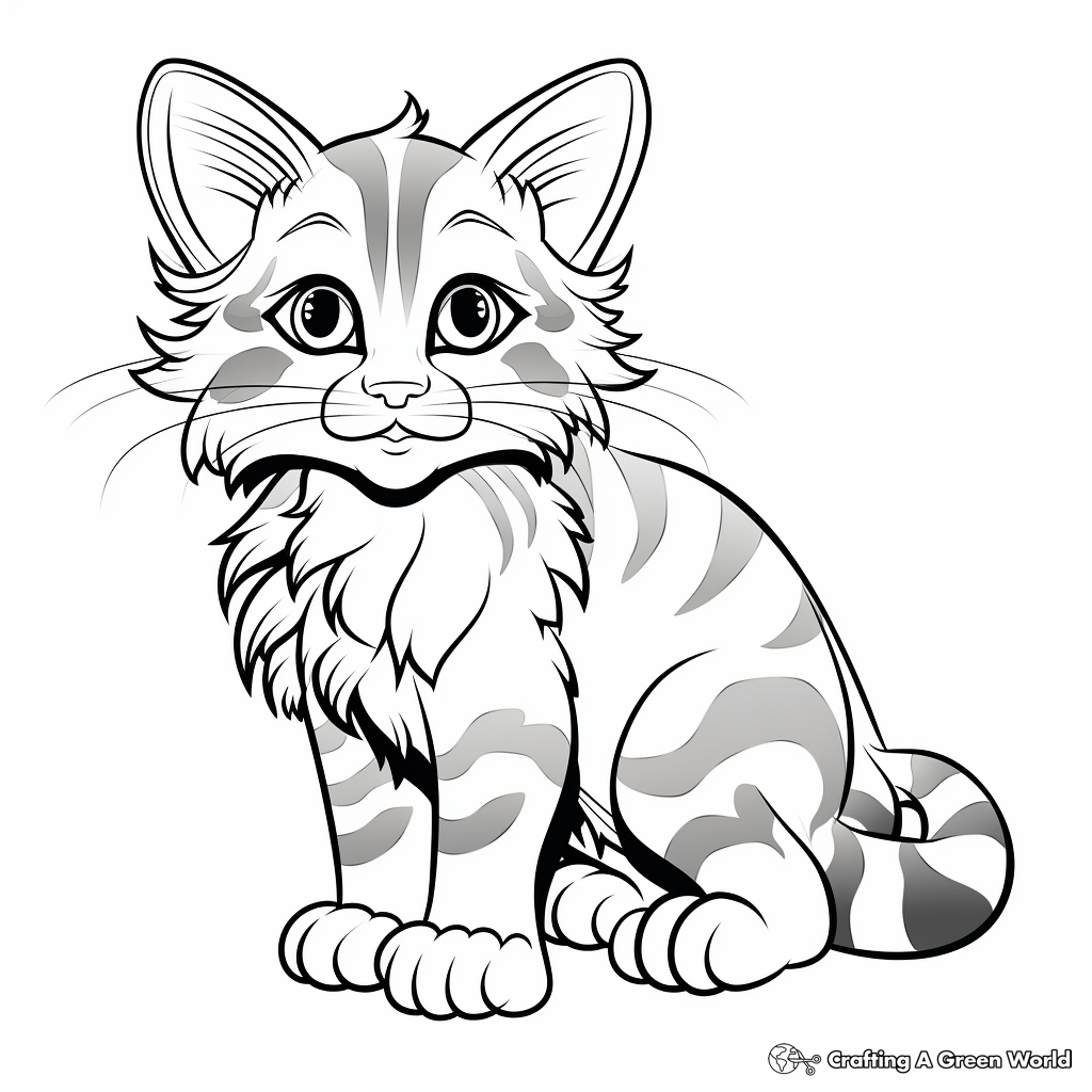 Stunning Siberian Striped Cat Coloring Pages 2