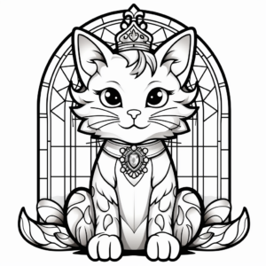 Stunning Stained Glass Angel Cat Coloring Pages 4