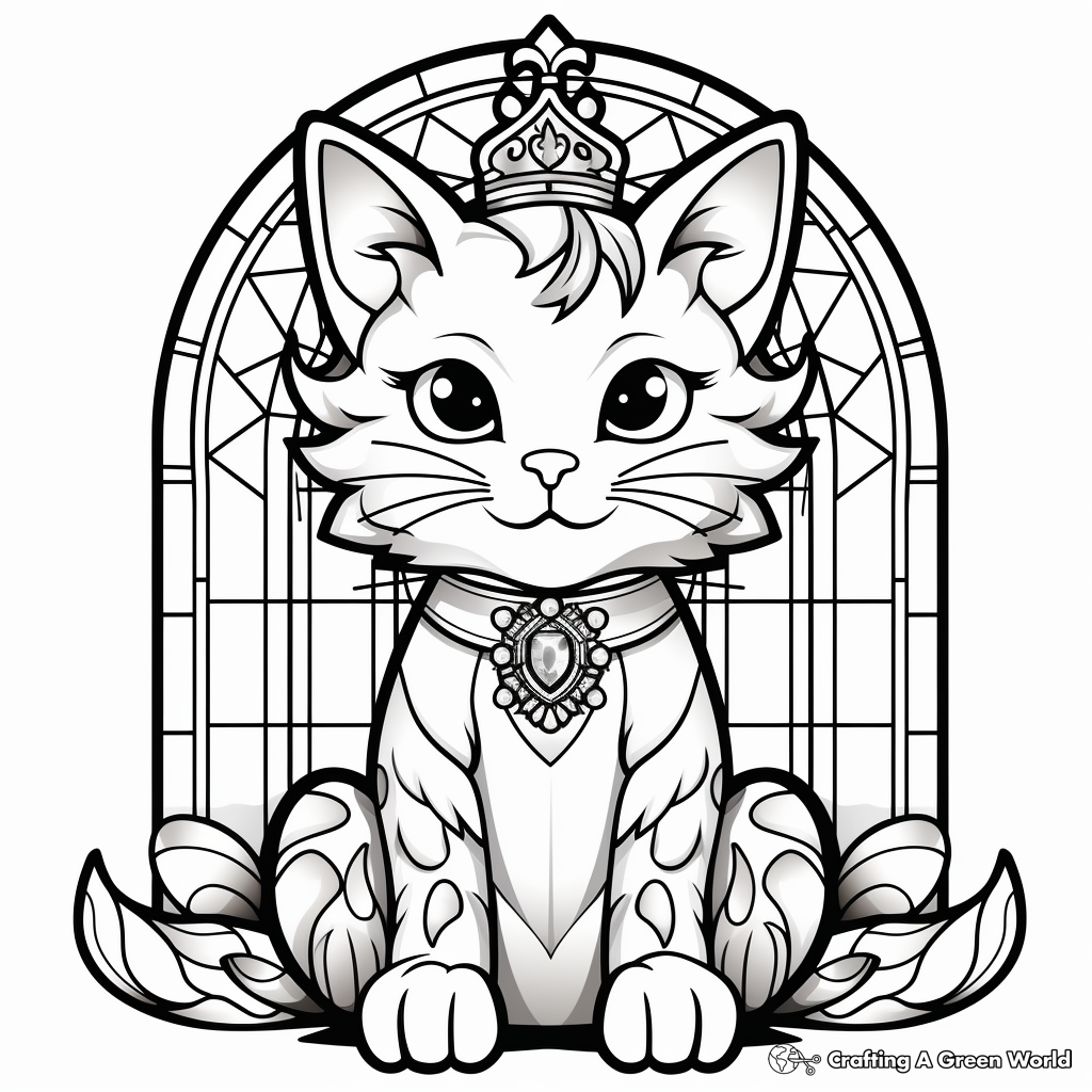 Stunning Stained Glass Angel Cat Coloring Pages 4