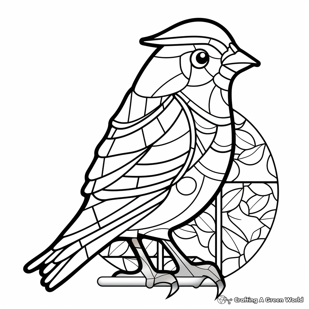 Stunning Stained-Glass Cardinal Coloring Pages 2