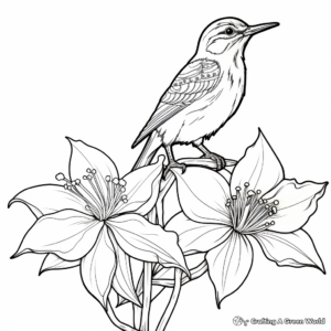 Stunning Starling and Stargazer Lily Coloring Sheets 2