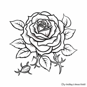 Stunning Traditional Rose Tattoo Coloring Pages 1
